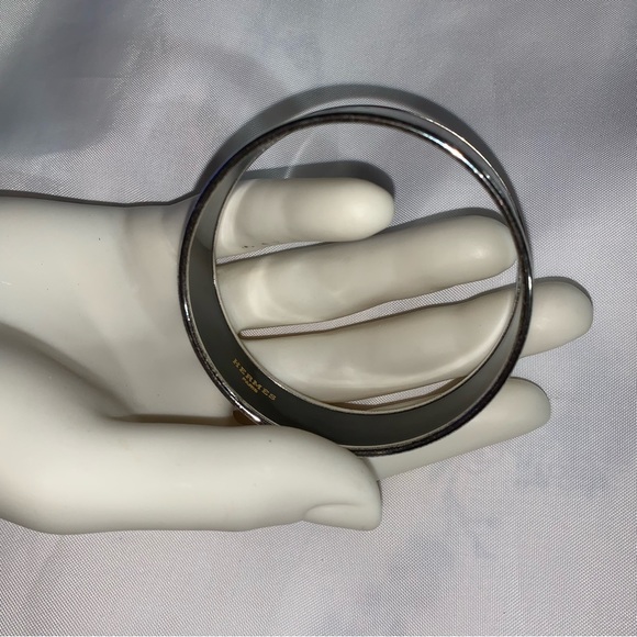 authentic HERMÈS palladium & enamel CUFF size PM - Picture 10 of 13